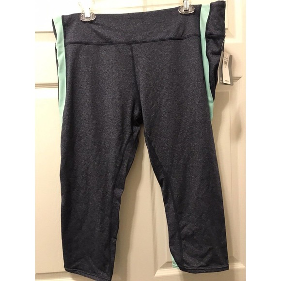 GAP Fit Capri Leggings XXL, Heathered Navy and Aqua - Picture 3 of 15
